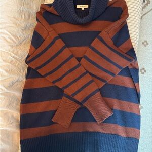 Madewell Striped Sweater - Navy and Brown